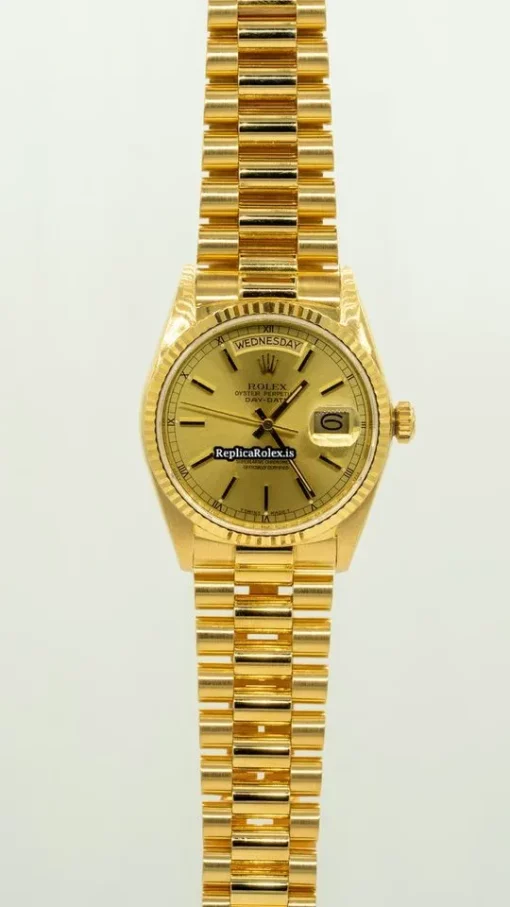 Special Replica Rolex Day-date 36 18038 Caliber 3055 Automatic Movement 36mm Yellow Gold Case Mens/unisex Watch - Image 2