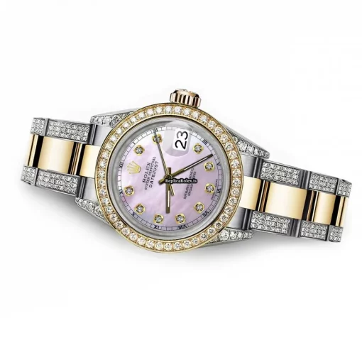 Fantastic Knockoff Rolex Datejust 68173 Automatic Movement 31mm Gold/steel Case Womens Watch - Image 4