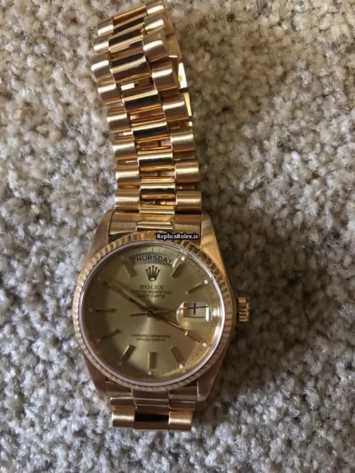 Terrific Replica Rolex Day-date 36 18038 Caliber 3055 Automatic Movement 36mm Yellow Gold Case Mens/unisex Watch - Image 8