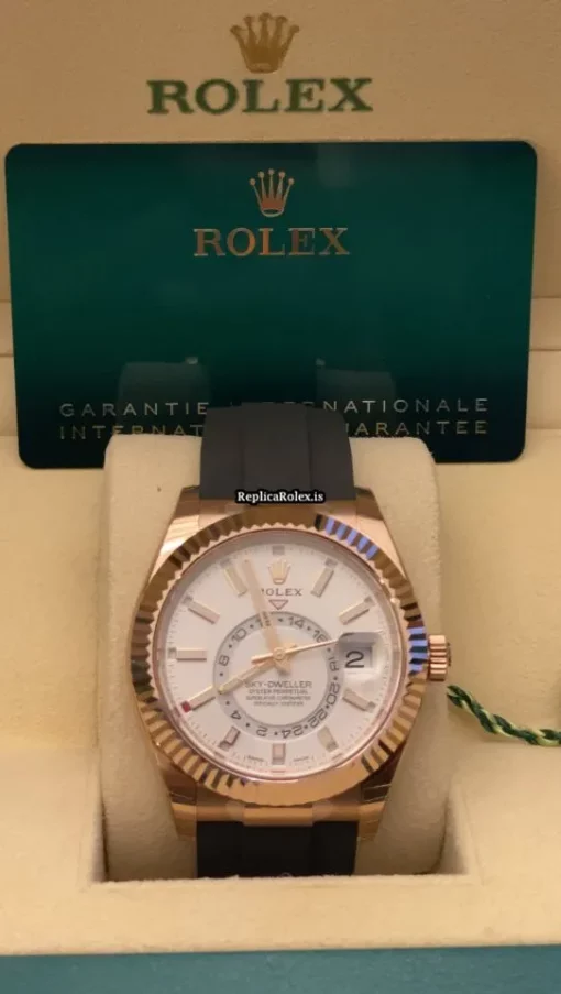 Superb Replica Rolex Sky-dweller 326235 Caliber 9001 Automatic Movement 42mm Rose Gold Case Mens/unisex Watch