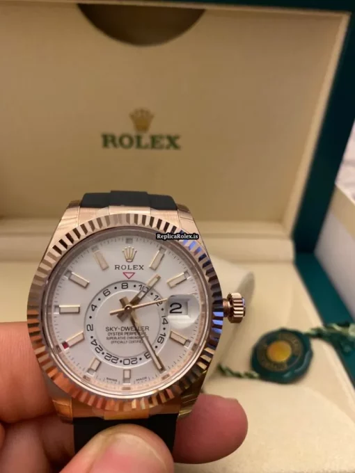 Superb Replica Rolex Sky-dweller 326235 Caliber 9001 Automatic Movement 42mm Rose Gold Case Mens/unisex Watch - Image 8