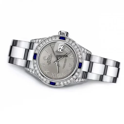 Pleasing Fake Rolex Oyster Perpetual Lady Date 69160 Automatic Movement 26mm Steel Case Womens Watch - Image 2