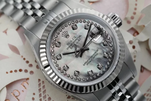 Fantastic Fake Rolex Oyster Perpetual Lady Date 69160 Automatic Movement 26mm Steel Case Womens Watch - Image 2