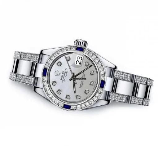 Fabulous Fake Rolex Oyster Perpetual Lady Date 69160 Automatic Movement 26mm Steel Case Womens Watch - Image 2