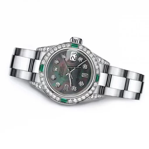 Fantastic Replica Rolex Oyster Perpetual Lady Date 69160 Automatic Movement 26mm Steel Case Womens Watch - Image 2