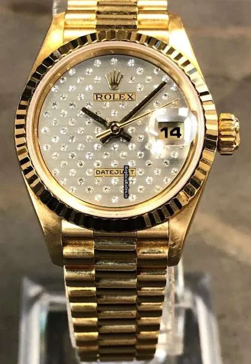 Fabulous Replica Rolex Lady-datejust 69178 Automatic Movement 26mm Yellow Gold Case Womens Watch - Image 2