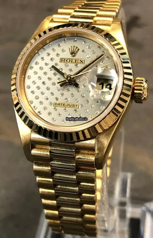 Fabulous Replica Rolex Lady-datejust 69178 Automatic Movement 26mm Yellow Gold Case Womens Watch - Image 3