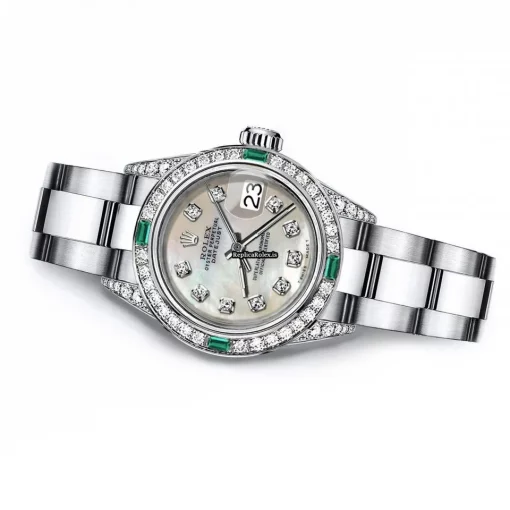 Incredible Fake Rolex Oyster Perpetual Lady Date 69160 Automatic Movement 26mm Steel Case Womens Watch - Image 2