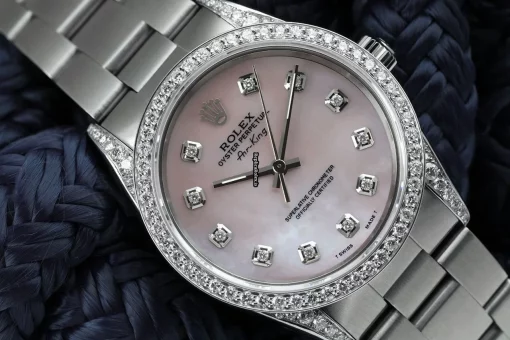 Well Made Fake Rolex Air King Precision 14000 Automatic Movement 34mm Steel Case Womens Watch - Image 3