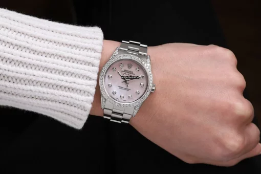 Well Made Fake Rolex Air King Precision 14000 Automatic Movement 34mm Steel Case Womens Watch - Image 7