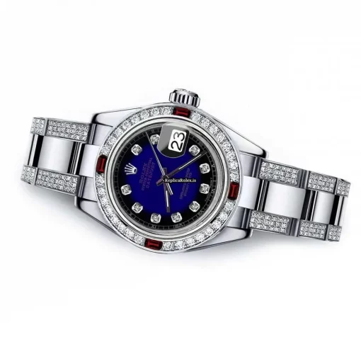 Distinctive Fake Rolex Oyster Perpetual Lady Date 69160 Automatic Movement 26mm Steel Case Womens Watch - Image 2
