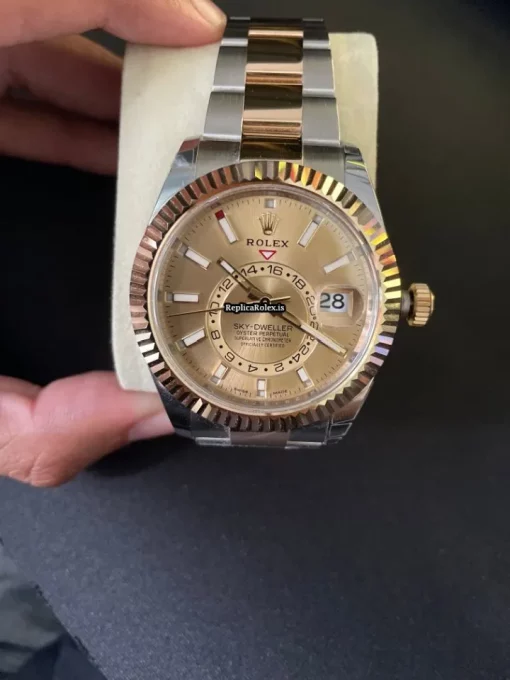 Nice Clone Rolex Sky-dweller 326933 Caliber 9001 Automatic Movement 42mm Gold/steel Case Mens/unisex Watch - Image 8