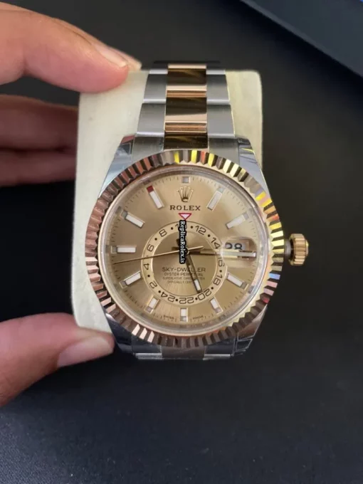Nice Clone Rolex Sky-dweller 326933 Caliber 9001 Automatic Movement 42mm Gold/steel Case Mens/unisex Watch - Image 9