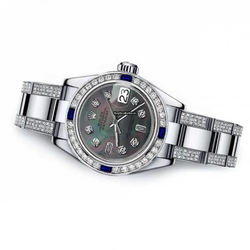 Fantastic Replica Rolex Oyster Perpetual Lady Date 69160 Automatic Movement 26mm Steel Case Womens Watch - Image 2