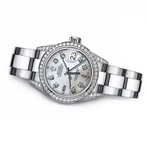 Defect Replica Rolex Oyster Perpetual Lady Date 69160 Automatic Movement 26mm Steel Case Womens Watch - Image 3