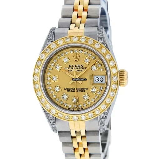 Cheap Imitation Rolex Datejust Caliber 2030 Automatic Movement 26mm Gold/steel Case Womens Watch - Image 2