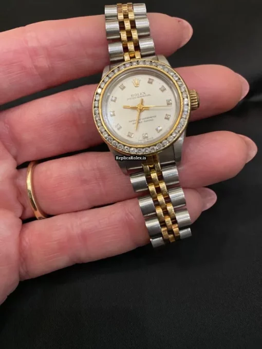 Trustworthy Imitation Rolex Oyster Perpetual 67193 Caliber 2130 Automatic Movement 26mm Gold/steel Case Womens Watch