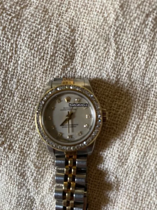 Trustworthy Imitation Rolex Oyster Perpetual 67193 Caliber 2130 Automatic Movement 26mm Gold/steel Case Womens Watch - Image 12