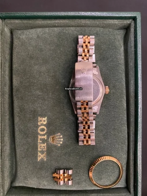 Trustworthy Imitation Rolex Oyster Perpetual 67193 Caliber 2130 Automatic Movement 26mm Gold/steel Case Womens Watch - Image 2