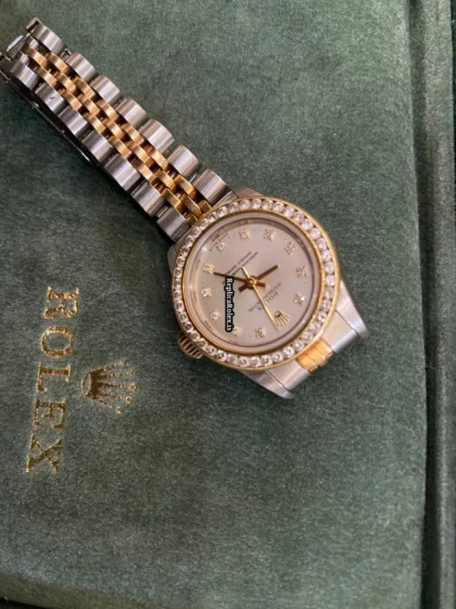 Trustworthy Imitation Rolex Oyster Perpetual 67193 Caliber 2130 Automatic Movement 26mm Gold/steel Case Womens Watch - Image 7