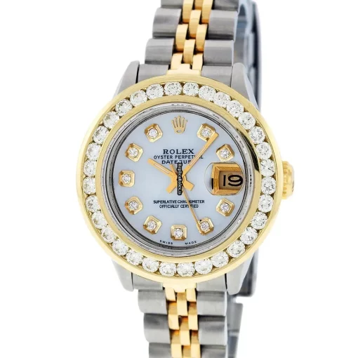 Excellent Knockoff Rolex Datejust Automatic Automatic Movement 26mm Gold/steel Case Womens Watch - Image 2