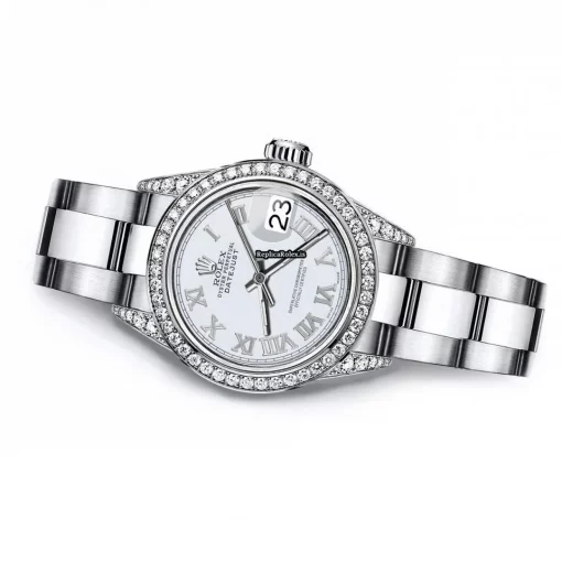 Lovely Replica Rolex Oyster Perpetual Lady Date 69160 Automatic Movement 26mm Steel Case Womens Watch - Image 3