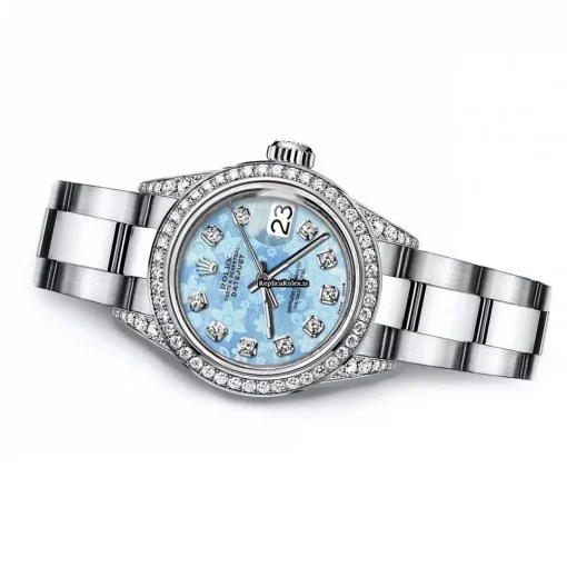 Fabulous Replica Rolex Oyster Perpetual Lady Date 69160 Automatic Movement 26mm Steel Case Womens Watch - Image 3