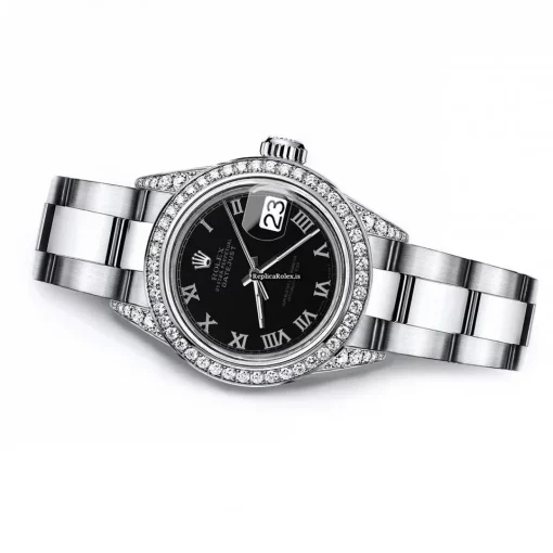 Top Replica Rolex Oyster Perpetual Lady Date 69160 Automatic Movement 26mm Steel Case Womens Watch - Image 3
