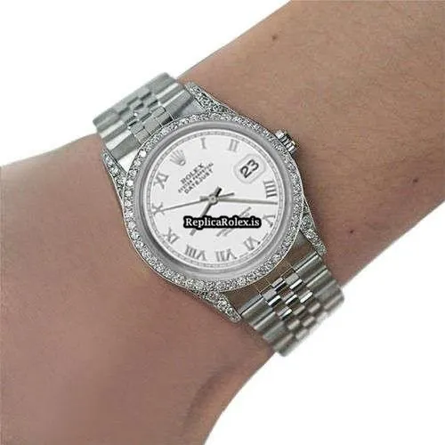 Appealing Knockoff Rolex Oyster Perpetual Lady Date 69160 Automatic Movement 26mm Steel Case Womens Watch - Image 4
