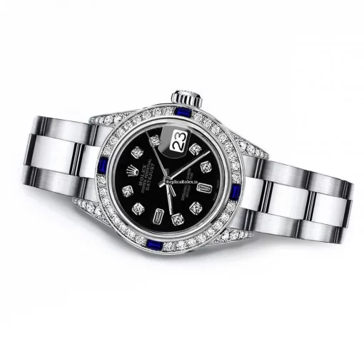 Nice Fake Rolex Oyster Perpetual Lady Date 69160 Automatic Movement 26mm Steel Case Womens Watch - Image 2