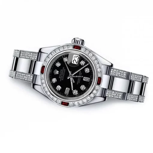 Ideal Fake Rolex Oyster Perpetual Lady Date 69160 Automatic Movement 26mm Steel Case Womens Watch - Image 2