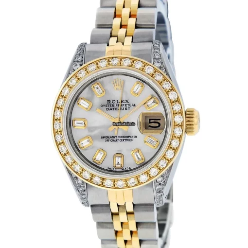Cool Fake Rolex Datejust Automatic Automatic Movement 26mm Gold/steel Case Womens Watch - Image 2