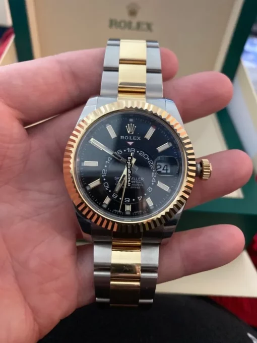 Distinctive Fake Rolex Sky-dweller 326933 Caliber 9001 Automatic Movement 42mm Gold/steel Case Mens/unisex Watch - Image 3