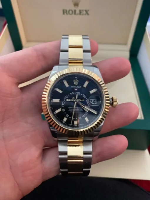 Distinctive Fake Rolex Sky-dweller 326933 Caliber 9001 Automatic Movement 42mm Gold/steel Case Mens/unisex Watch - Image 4