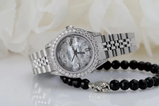 Pleasing Replica Rolex Oyster Perpetual Lady Date 69160 Automatic Movement 26mm Steel Case Womens Watch - Image 3