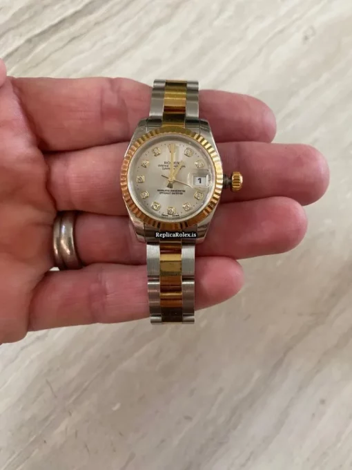 Durable Replica Rolex Lady-datejust 179173 Caliber 2235 Automatic Movement 26mm Gold/steel Case Womens Watch - Image 6