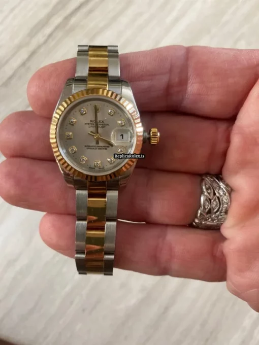 Durable Replica Rolex Lady-datejust 179173 Caliber 2235 Automatic Movement 26mm Gold/steel Case Womens Watch - Image 7