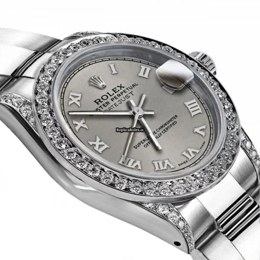 Superb Replica Rolex Oyster Perpetual Lady Date 69160 Automatic Movement 26mm Steel Case Womens Watch - Image 2