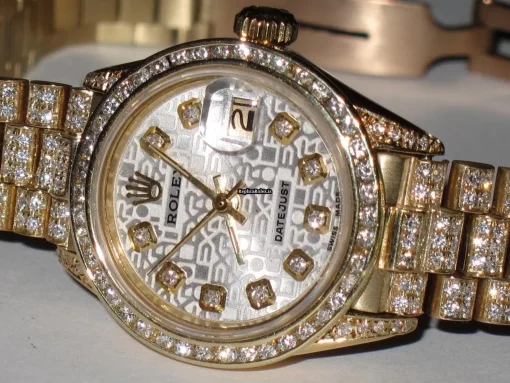 Wonderful Fake Rolex Datejust Self Winding Automatic 26mm Yellow Gold Case Womens Watch