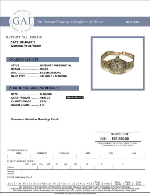 Wonderful Fake Rolex Datejust Self Winding Automatic 26mm Yellow Gold Case Womens Watch - Image 2