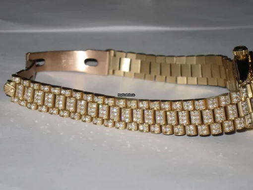 Wonderful Fake Rolex Datejust Self Winding Automatic 26mm Yellow Gold Case Womens Watch - Image 7