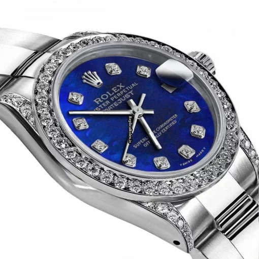 Remarkable Fake Rolex Oyster Perpetual Lady Date 69160 Automatic Movement 26mm Steel Case Womens Watch - Image 2