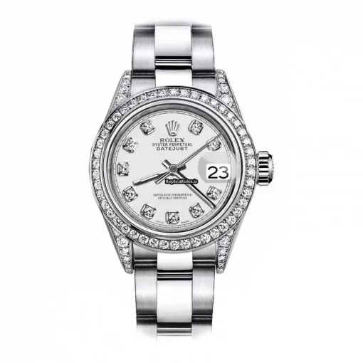 Ideal Fake Rolex Oyster Perpetual Lady Date 69160 Automatic Movement 26mm Steel Case Womens Watch