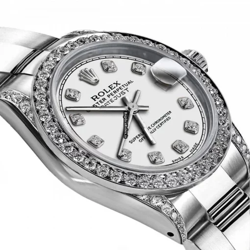 Ideal Fake Rolex Oyster Perpetual Lady Date 69160 Automatic Movement 26mm Steel Case Womens Watch - Image 2