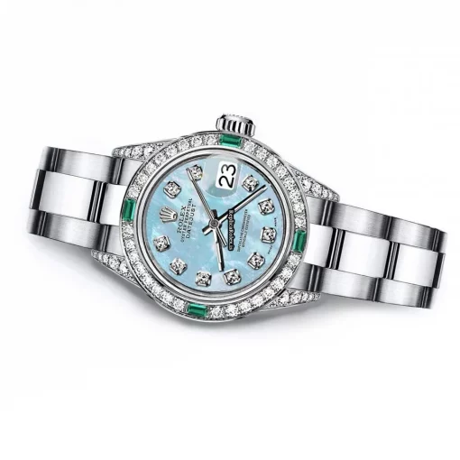 Top Fake Rolex Oyster Perpetual Lady Date 69160 Automatic Movement 26mm Steel Case Womens Watch - Image 2