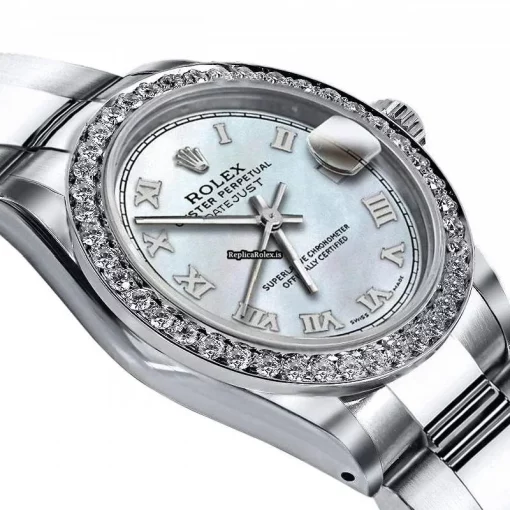 Amazing Imitation Rolex Oyster Perpetual Lady Date 69160 Automatic Movement 26mm Steel Case Womens Watch - Image 2