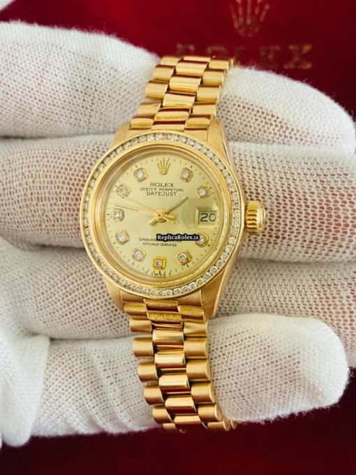 High Quality Fakes Rolex Lady-datejust 6917 Automatic Movement 26mm Yellow Gold Case Womens Watch