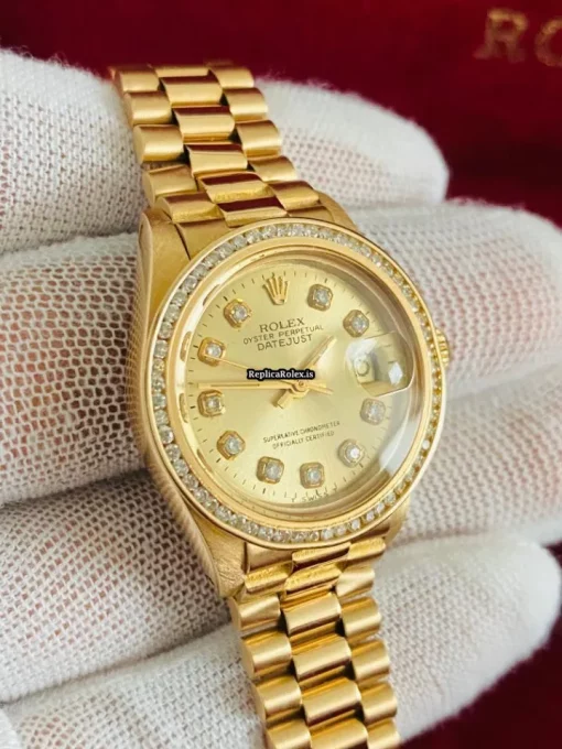 High Quality Fakes Rolex Lady-datejust 6917 Automatic Movement 26mm Yellow Gold Case Womens Watch - Image 2
