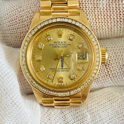 High Quality Fakes Rolex Lady-datejust 6917 Automatic Movement 26mm Yellow Gold Case Womens Watch - Image 6