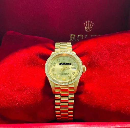 High Quality Fakes Rolex Lady-datejust 6917 Automatic Movement 26mm Yellow Gold Case Womens Watch - Image 7